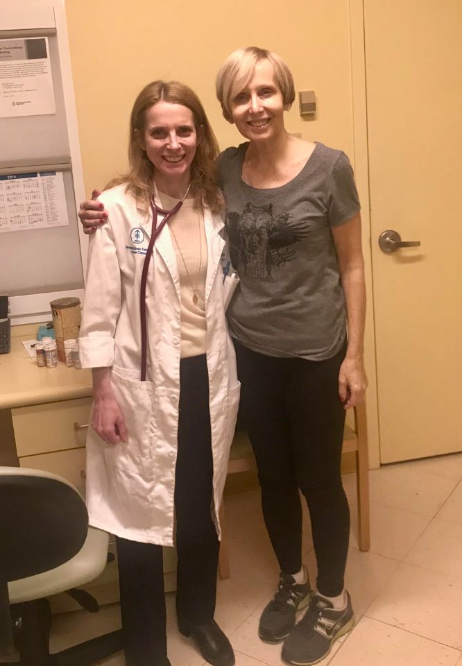The author with Dr. Carol Aghajanian in January 2018. “I was about to begin chemotherapy following two surgeries,” she writes.