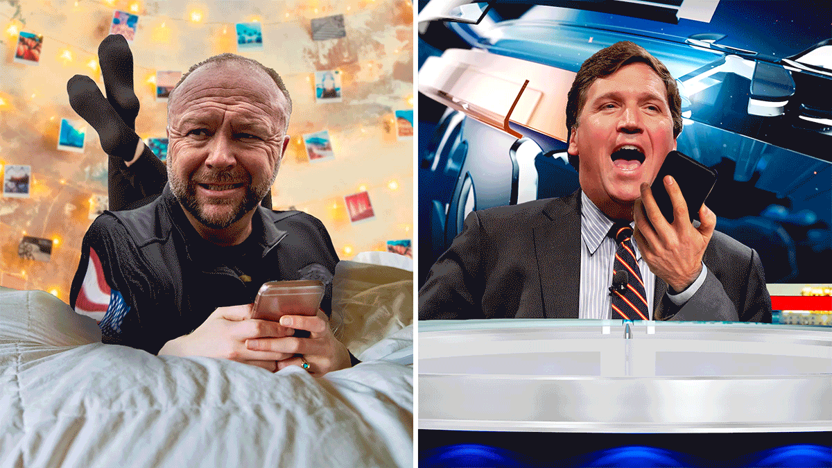 Alex Jones and Tucker Carlson traded coronavirus conspiracy theories with each other at the height of the pandemic.
