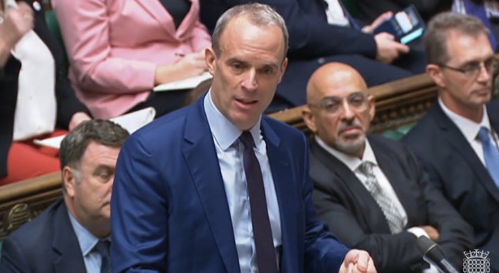 Deputy Prime Minister Dominic Raab speaks during Prime Minister's Questions in the House of Commons.