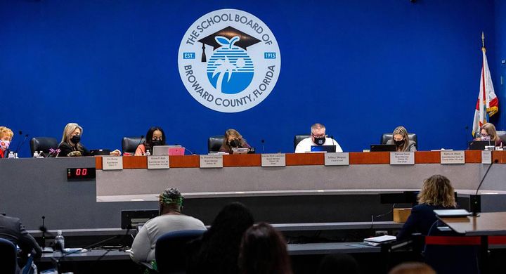 The Broward County School Board, seen in February, voted 5-4 to dismiss Broward Schools Superintendent Vickie Cartwright.
