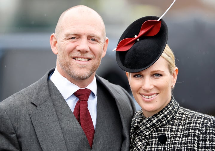 Mike and Zara Tindall attend the Cheltenham Festival at Cheltenham Racecourse on March 15, 2019, in England.