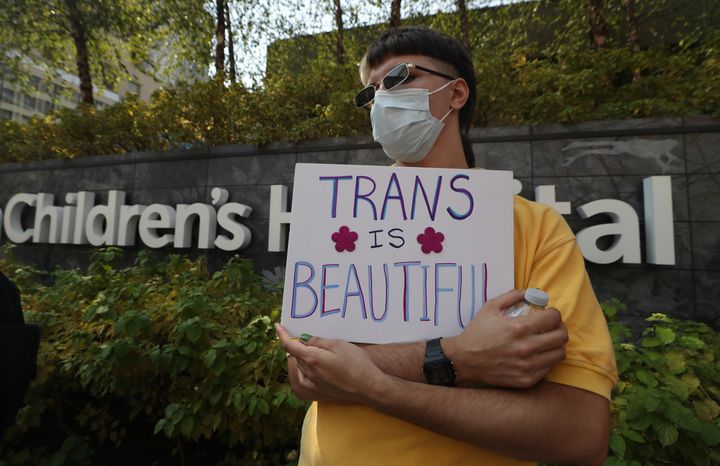 Counterprotesters demonstrate in support of Boston Children's Hospital in September.