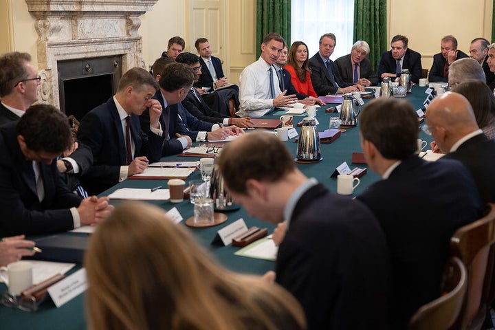 Jeremy Hunt briefs the cabinet on the autumn statement