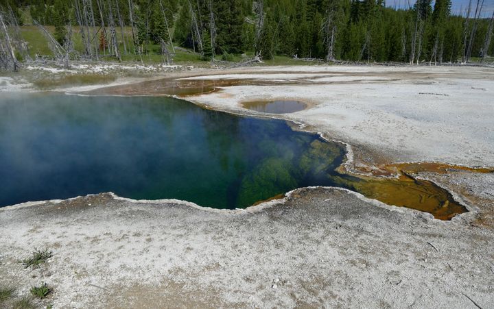 Part of a human foot found in a shoe floating in a hot spring in Yellowstone National Park earlier this year belonged to a 70-year-old man from Los Angeles who died in July, park officials said Thursday, Nov. 17, 2022. They said they don't suspect foul play in the man's death but also didn't provide any more details. (Diane Renkin/National Park Service via AP, File)