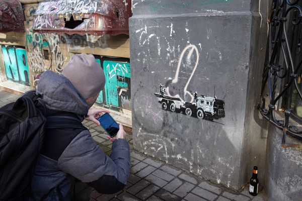 Banksy shares behind-the-scenes video of his Ukraine interventions
