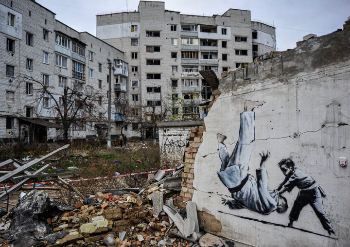 Banksy shares behind-the-scenes video of his Ukraine interventions