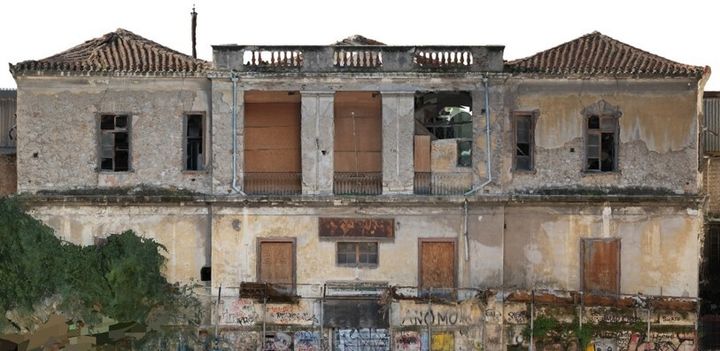 Άποψη του κτιρίου του Ελληνικού Ωδείου στην οδό Φειδίου, πριν από την τμηματική κατάρρευση της στέγης