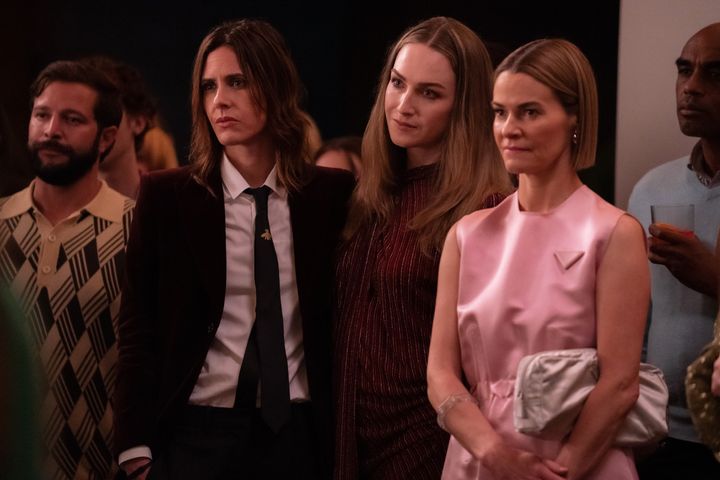 Shane (Kate Moennig), his partner Tess (Jamie Clayton) and Alice (Leisha Hailey) in a scene from season 3 of "The L word: Generation Q"
