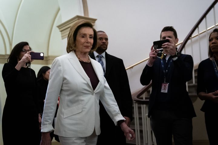 House Speaker Nancy Pelosi (D-Calif.) arrives to the U.S. Capitol on Thursday.