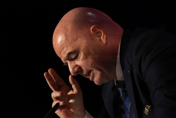 Kατάρ - 19 Νοεμβρίου 2022 Ο πρόεδρος της FIFA Gianni Infantino κατά τη διάρκεια συνέντευξης Τύπου.