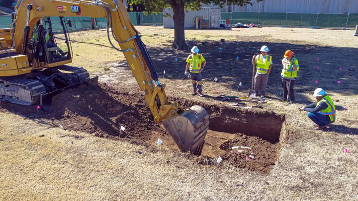 Crews work on an excavation at Oaklawn Cemetery searching for victims of the 1921 Tulsa Race Massacre in Tulsa, Oklahoma.