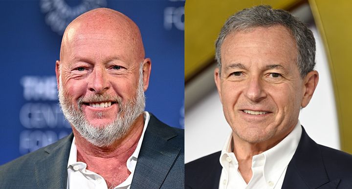 The Walt Disney Company announced late Sunday that former CEO Bob Iger, right, would return to head the company for two years in a move that surprised the entertainment industry. Bob Chapek, left, is out. 