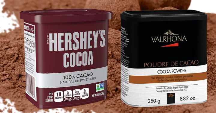 <a href="https://www.amazon.com/HERSHEYS-Cocoa-8oz-Naturally-Unsweetened/dp/B0014CSDT8?tag=thehuffingtop-20&ascsubtag=6377d5c3e4b0f04daf52c4f1%2C-1%2C-1%2Cd%2C0%2C0%2Chp-fil-am%3D0%2C0%3A0%2C0%2C0%2C0" target="_blank" role="link" data-amazon-link="true" class=" js-entry-link cet-external-link" data-vars-item-name="Hershey&#x27;s natural cocoa powder ($4.69)" data-vars-item-type="text" data-vars-unit-name="6377d5c3e4b0f04daf52c4f1" data-vars-unit-type="buzz_body" data-vars-target-content-id="https://www.amazon.com/HERSHEYS-Cocoa-8oz-Naturally-Unsweetened/dp/B0014CSDT8?tag=thehuffingtop-20&ascsubtag=6377d5c3e4b0f04daf52c4f1%2C-1%2C-1%2Cd%2C0%2C0%2Chp-fil-am%3D0%2C0%3A0%2C0%2C0%2C0" data-vars-target-content-type="url" data-vars-type="web_external_link" data-vars-subunit-name="article_body" data-vars-subunit-type="component" data-vars-position-in-subunit="0">Hershey's natural cocoa powder ($4.69)</a> and <a href="https://www.amazon.com/Valrhona-Cocoa-Powder-100-Pure/dp/B0754L4KLM?tag=thehuffingtop-20&ascsubtag=6377d5c3e4b0f04daf52c4f1%2C-1%2C-1%2Cd%2C0%2C0%2Chp-fil-am%3D0%2C0%3A0%2C0%2C0%2C0" target="_blank" role="link" data-amazon-link="true" class=" js-entry-link cet-external-link" data-vars-item-name="Valrhona natural cocoa powder ($14.80)" data-vars-item-type="text" data-vars-unit-name="6377d5c3e4b0f04daf52c4f1" data-vars-unit-type="buzz_body" data-vars-target-content-id="https://www.amazon.com/Valrhona-Cocoa-Powder-100-Pure/dp/B0754L4KLM?tag=thehuffingtop-20&ascsubtag=6377d5c3e4b0f04daf52c4f1%2C-1%2C-1%2Cd%2C0%2C0%2Chp-fil-am%3D0%2C0%3A0%2C0%2C0%2C0" data-vars-target-content-type="url" data-vars-type="web_external_link" data-vars-subunit-name="article_body" data-vars-subunit-type="component" data-vars-position-in-subunit="1">Valrhona natural cocoa powder ($14.80)</a>