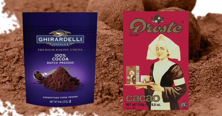 Ghiradelli Dutch process cocoa powder ($4.46) and Droste Dutch process cocoa powder ($9.50)