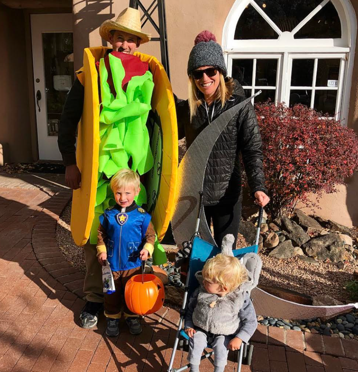 The author, her husband and two children on Halloween 2017, just hours after her doctor diagnosed her with breast cancer. "We trick-or-treat on Canyon Road in Santa Fe, New Mexico," she writes