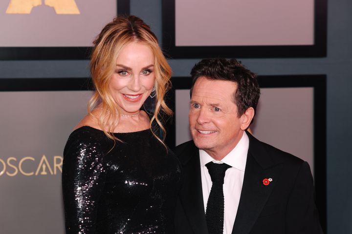 Tracy Pollan and Michael J. Fox walk the red carpet at the Academy of Motion Picture Arts and Sciences 13th Governors Awards.