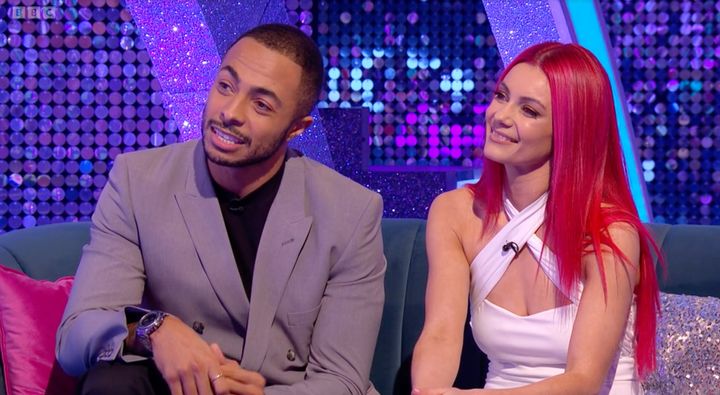 Tyler West and Dianne Buswell in the It Takes Two studio