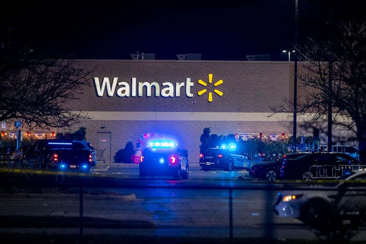 Police respond to the scene of a mass shooting at a Chesapeake, Walmart, on November 22, 2022.