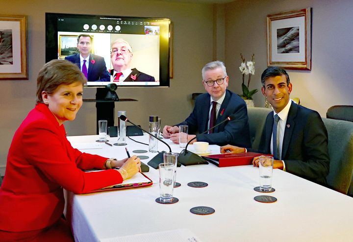 Sunak, Sturgeon and levelling up secretary Michael Gove meeting in November