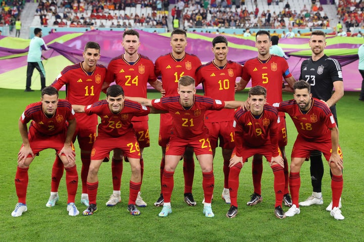 El posado de los jugadores de España.