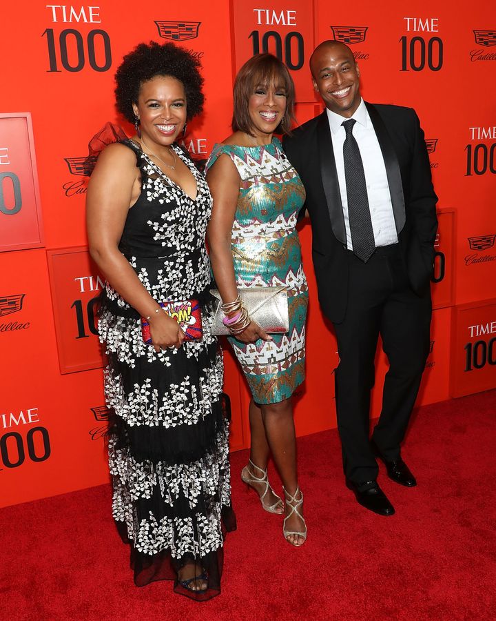 Gayle King with her children, Kirby Bumpus (L) and William Bumpus, Jr., at the 2019 Time 100 Gala on April 23, 2019 in New York City. 
