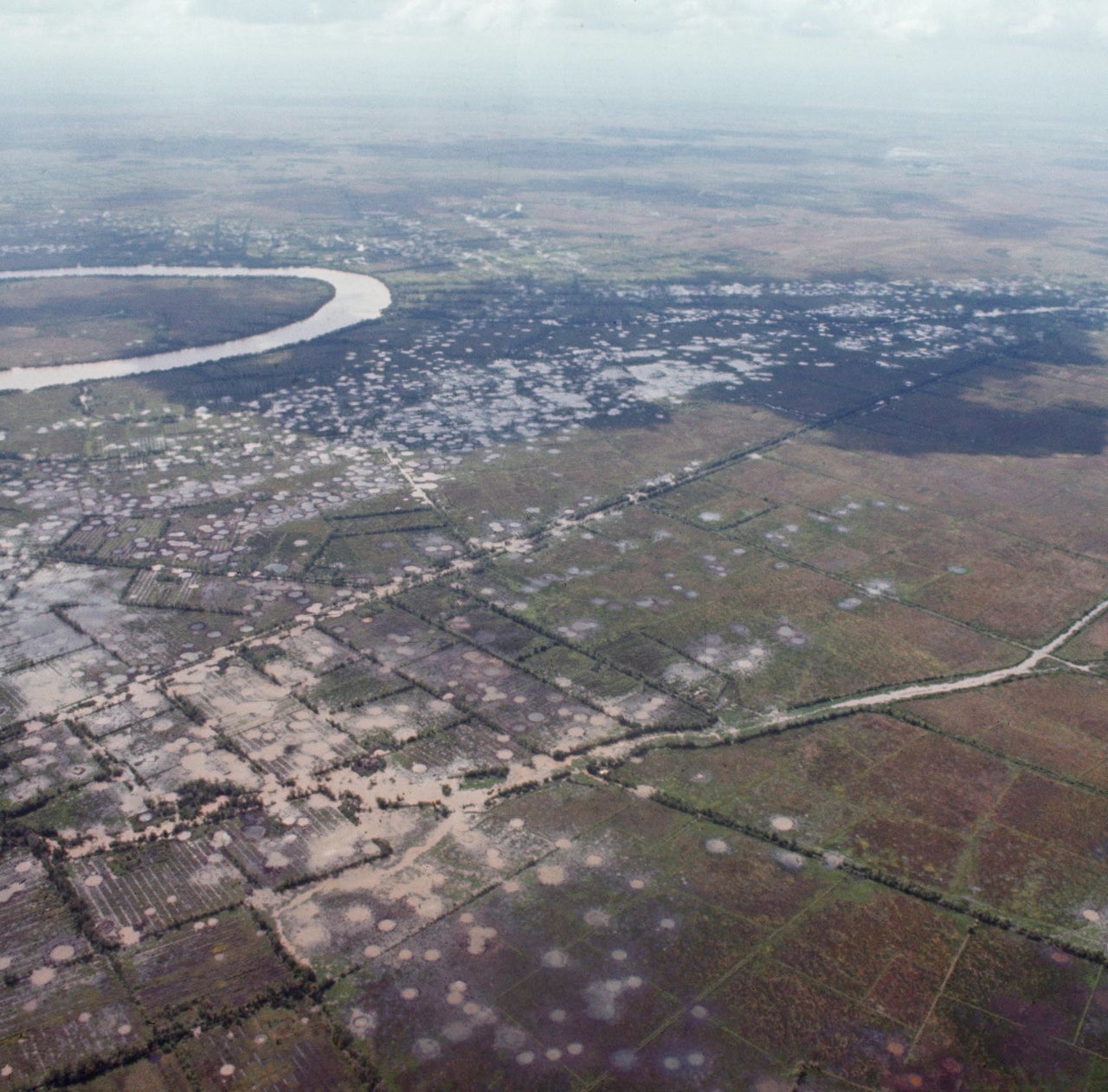 The Cambodian landscape in 1968 shows the damage inflicted by B-52 bombing there.