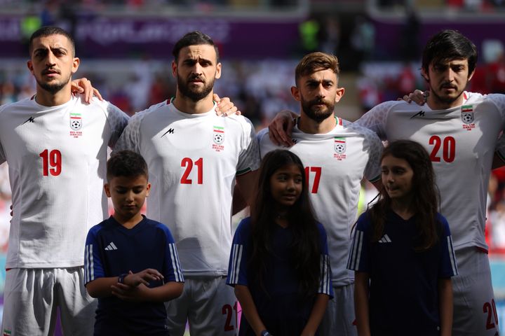 Iranian players sang their national anthem prior to the FIFA World Cup Qatar 2022, unlike ahead of their previous match