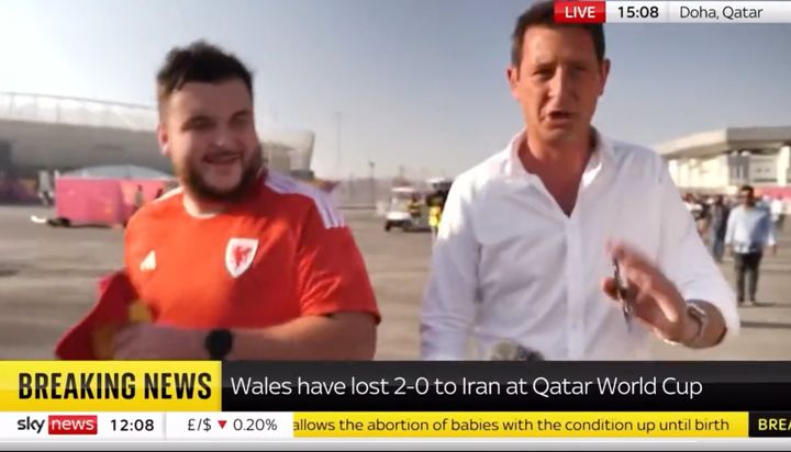 Alistair Bunkall interviews football fans in Qatar