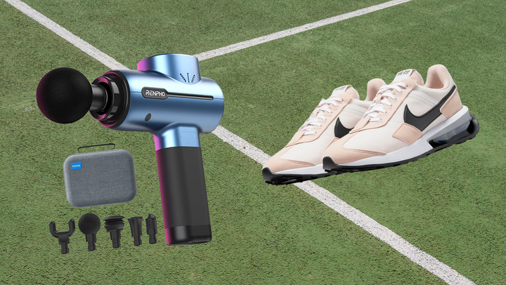 Renpho massage gun, Nike Air Max sneakers