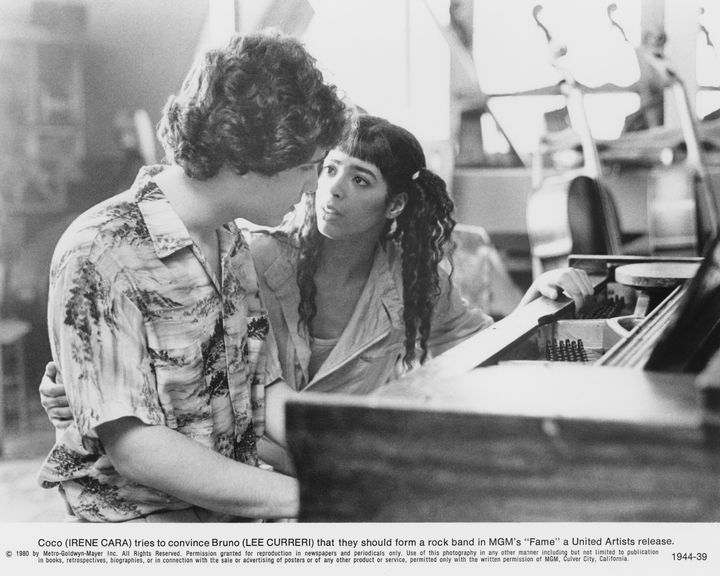 Lee Curreri and Irene Cara in a scene from 1980 film "Fame," directed by Alan Parker.
