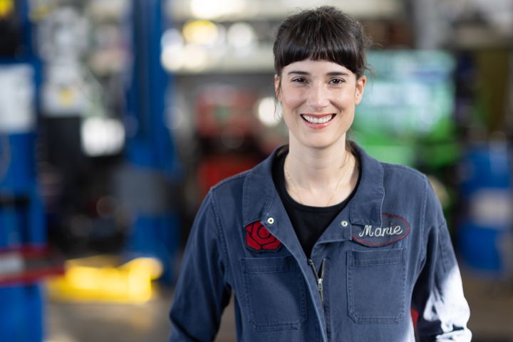 Marie Gluesenkamp Perez, who owns an auto repair shop with her husband, appeared in a mechanic's jumpsuit in some of her TV ads.