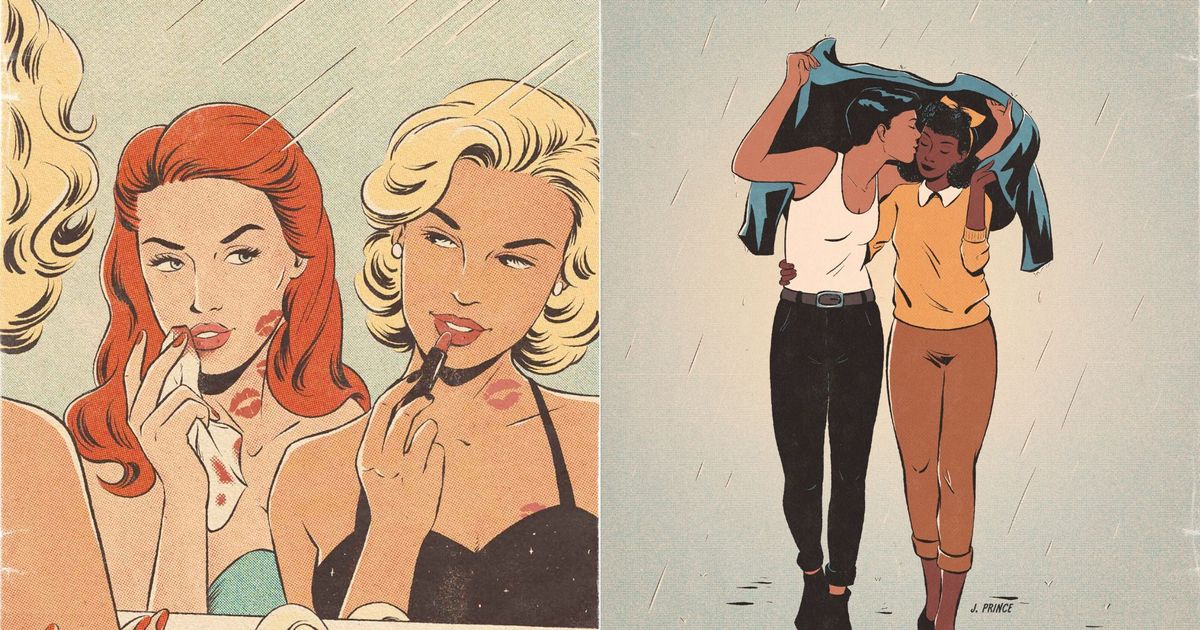This Artist Is Giving Lesbian Couples The Retro, Pinup Treatment