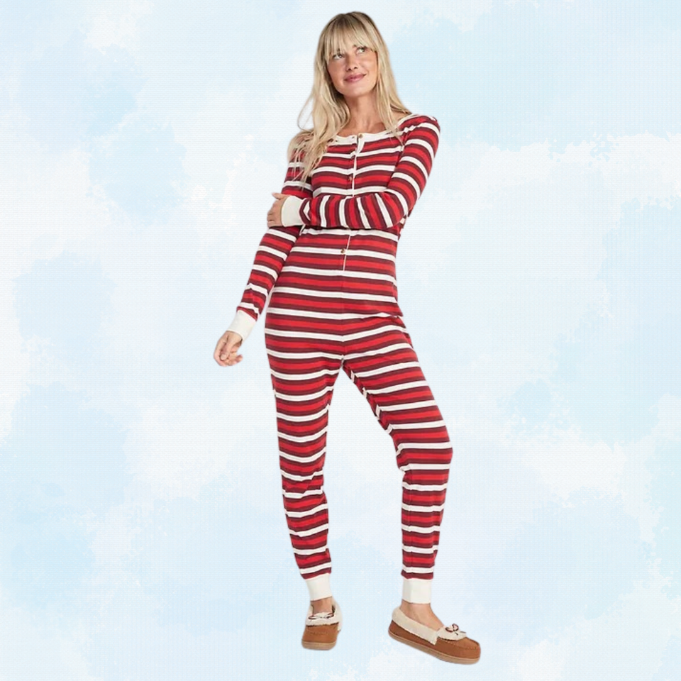 Red striped 2024 onesie for adults