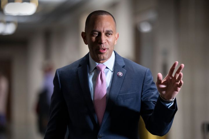 House Democratic Caucus Chair Hakeem Jeffries, D-N.Y., arrives for leadership elections where he is expected to become the top Democrat in the House when Nancy Pelosi steps down as speaker, at the Capitol in Washington, Wednesday, Nov. 30, 2022. Jeffries will become the first Black American to lead a major political party in Congress. (AP Photo/J. Scott Applewhite)