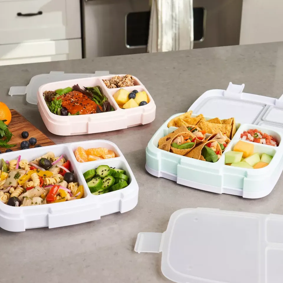 Bento Lunch Box for Adults Kids 5 Compartments, Reusable Leak Proof Meal  Container Microwave & Dishwasher Safe Utensils UK Brand 