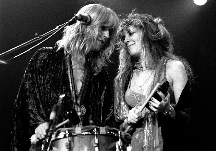 Christine McVie and Stevie Nicks perform together in 1977.