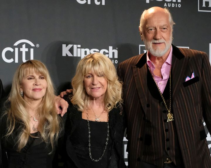 Stevie Nicks, Christine McVie and Mick Fleetwood of Fleetwood Mac. Christine McVie died Wednesday at age 79.