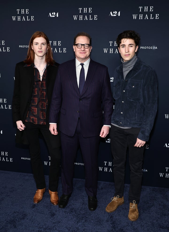 The actor (center) said his performance in “The Whale” may not have been possible if he hadn't stepped away from the spotlight to raise his children.