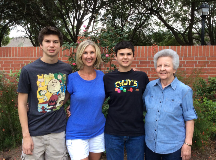 "Proud Grandma with her two grandsons and me in our backyard on Mother's Day 2016," the author says.