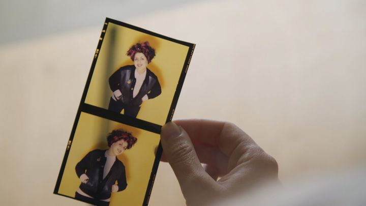 A photo reel of Poly Styrene in a scene from "Poly Styrene: I Am a Cliché."
