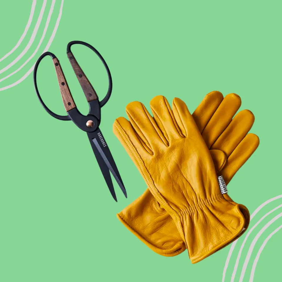 Barebones Living Classic Leather Work Gloves, Green or Yellow on Food52