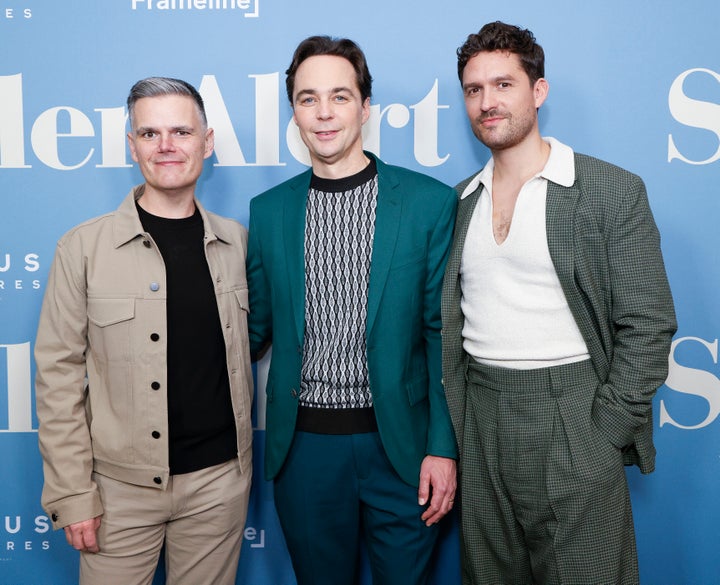 Jim Parsons And Ben Aldridge Reflect On The Real-Life Love Story Behind ‘Spoiler Alert’ 2 Writer Michael Ausiello (left) with Parsons and Aldridge.