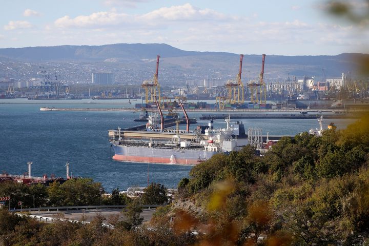 FILE An oil tanker is moored at the Sheskharis complex, part of Chernomortransneft JSC, a subsidiary of Transneft PJSC, in Novorossiysk, Russia, Tuesday, Oct. 11, 2022, one of the largest facilities for oil and petroleum products in southern Russia. The European Union reached a deal Friday for a $60-per-barrel price cap on Russian oil, a key step as Western sanctions aim to reorder the global oil market to prevent price spikes and starve President Vladimir Putin of funding for his war in Ukraine. (AP Photo, File)