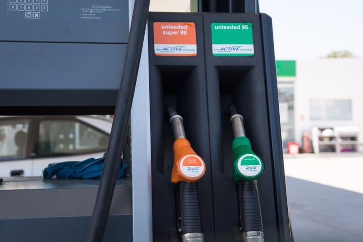 Gas pump on a gas station in Chania, Crete Island, Greece on July 21, 2022. (Photo by Nikolas Kokovlis/NurPhoto via Getty Images)