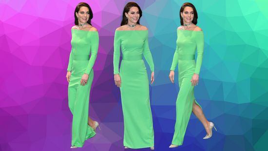 Kate Middleton wears a green dress from Solace London.