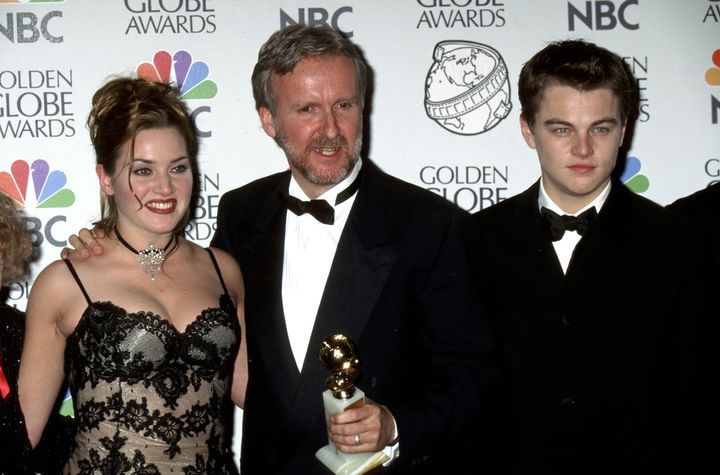 Winslet, Cameron and Leonardo DiCaprio in 1998.