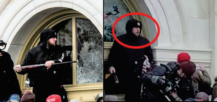 Jorden Mink at the Capitol on Jan. 6, as seen in images from his charging documents.