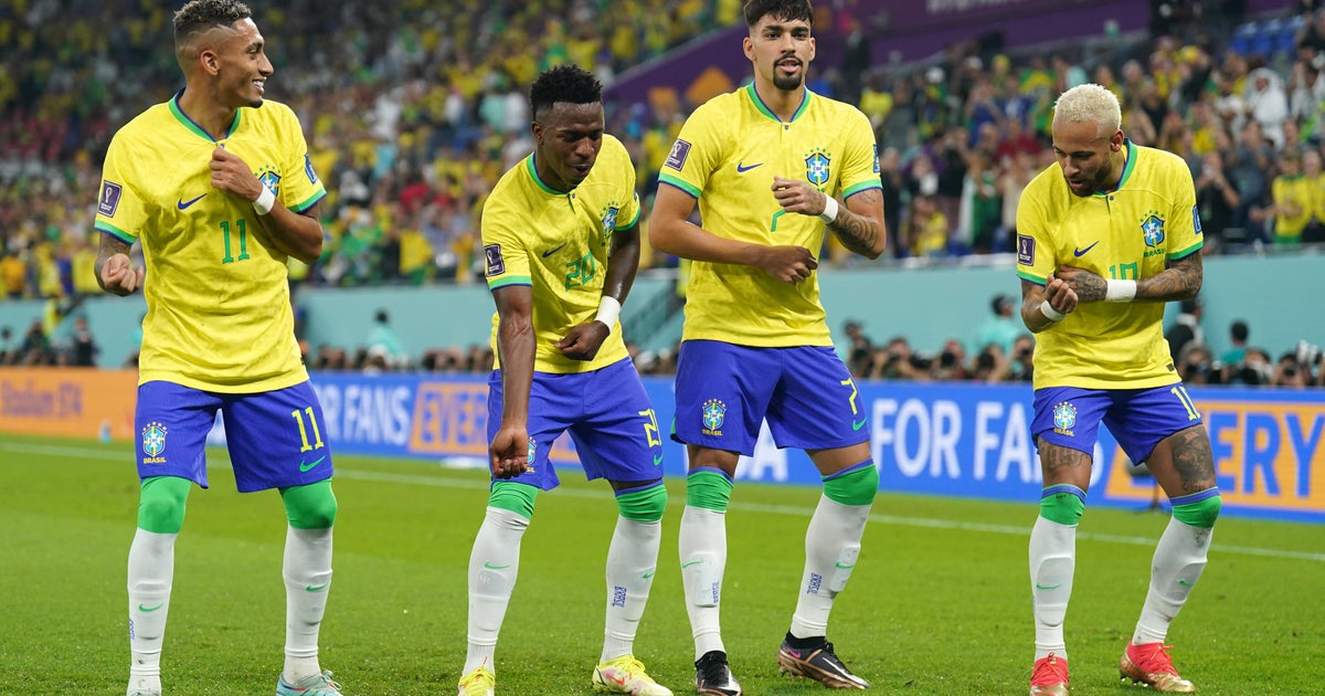 Brazilian soccer team celebrating victories in the world cup