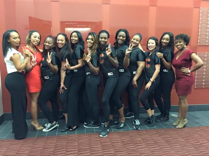 The USC Fly Girls, a dance team started by Lisha Bell and Maya Mitchell, at homecoming in November 2015.