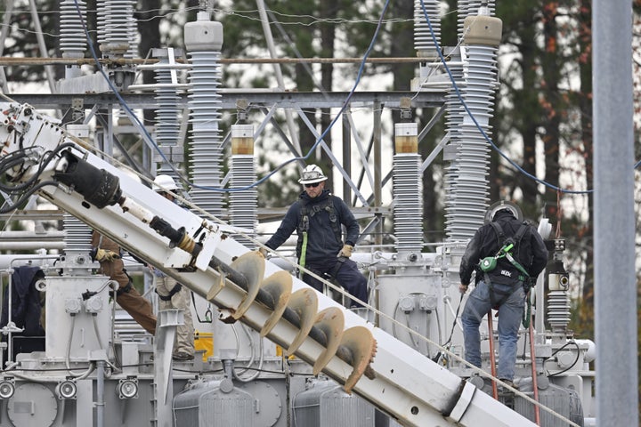 A view of the substation in Carthage, N.C., on Dec. 5, after tens of thousands of customers were left without power.